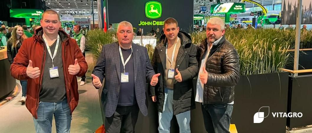 VITAGRO Group professionals at the AGRITECHNICA 2023 exhibition in Hannover, exploring technical innovations for agriculture.
