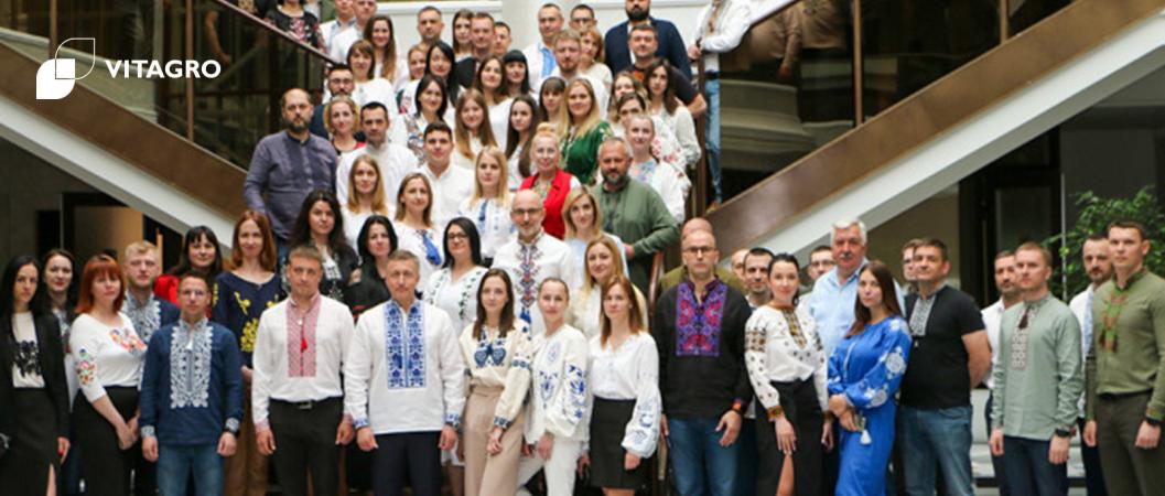 VITAGRO employees in embroidered shirts celebrating Vyshyvanka Day 2023